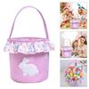 Reusable Fabric Easters Bucket Rabbit Print Decorative Bin Eggs Hunt Organizers Basket For Treats Storage Holiday Gifts