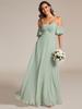Ever-Pretty Women's Cold Shoulder Sweetheart Neckline Spaghetti Straps Chiffon Bridesmaid Dresses With Ruffle Sleeves