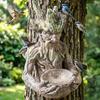 Tree Face Bird Feeder Funny Resin Hanging Bird Feeding Station Tree Mounted Forest Guardian Sculpture for Backyard Garden