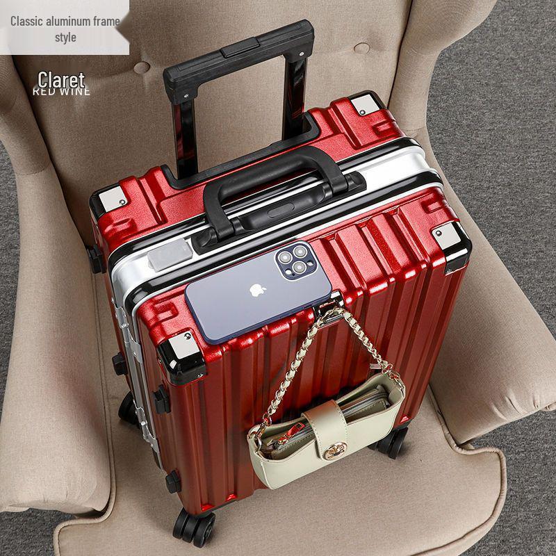 Sturdy Aluminum Frame Trolley Suitcase with Silent Wheels & Combination Lock - Large Capacity for Men, Women & Students