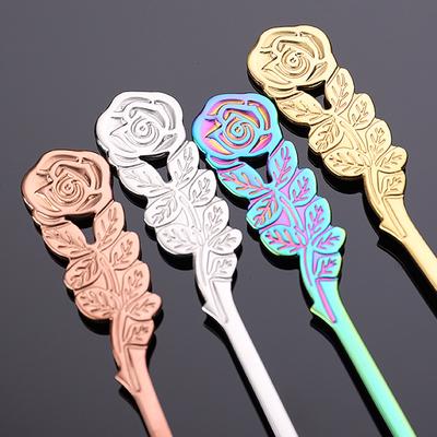 3 ks Nerezová Mini Dezertní Lžička Růžová Rukojeť Na Kávu Čaj Cappuccino Zmrzlinu Míchání Cukru Kreativní Příbory Domů