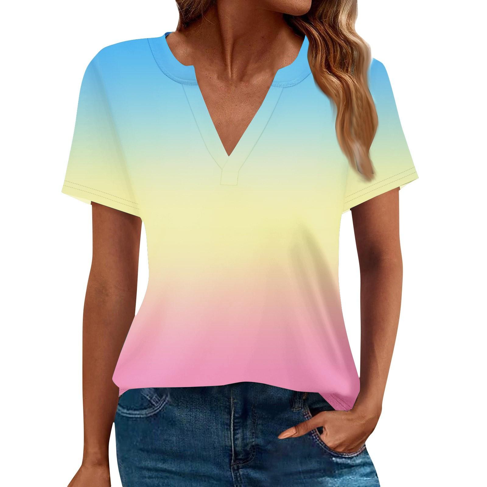 

Женская летняя рубашка с коротким рукавом и V-образным вырезом, деловая повседневная свободная футболка, трендовая модная одежда, топы XXXL фиолетовый