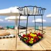 2 Layer Iron Fruit And Vegetable Holder For Countertop Organizing With Rusts Resistant Coating Tiered Fruit Basket