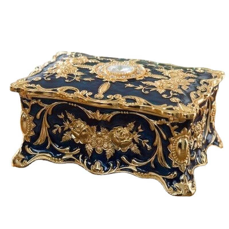 Retro Jewelry Box Alloy Crafts European Style Creative High-end Ring Necklace Storage Box Gift Jewerly Organizer