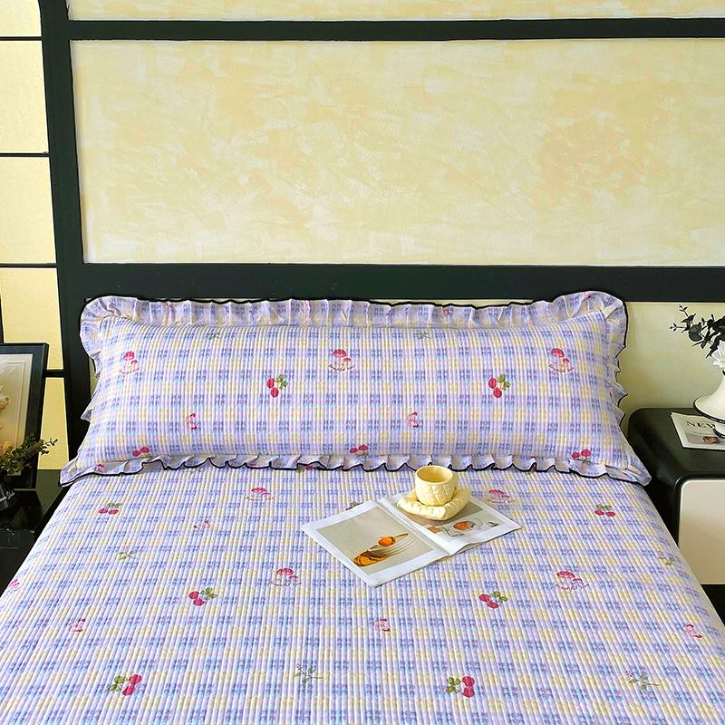 1 pc Long Couple Pillow Shams 100/120/150/180cm Long Pillow Cover with Ruffles Decorative Soft Purple Quilted Pillowcases Cover