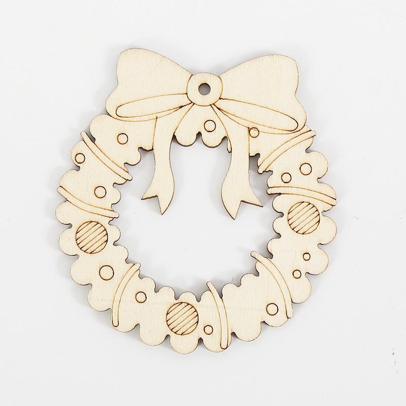 10Pcs Christmas Cartoon Pattern Colorless Wood Board & Hemp Rope - Manual Coloring Christmas Tree Pendant Christmas Decorations