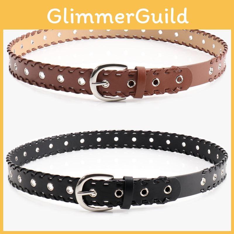 Women Punk Hiphop Pu Belt With Rope Punched Hollow Out Design For Casual Wear