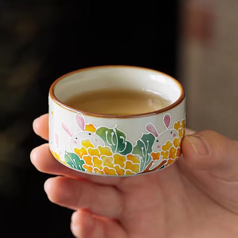 Ru Kiln Ceramic Teacup Master Cup Single Cup Home Office Kung Fu Tea Set Tea Cup Personal Tea Cup