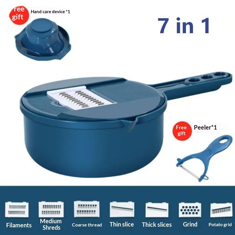 Manual Vegetable Cutter Slicer Grater with Drain Basket Detachable Blade Sharp Blade for Efficient Fruit Veggie Cutting