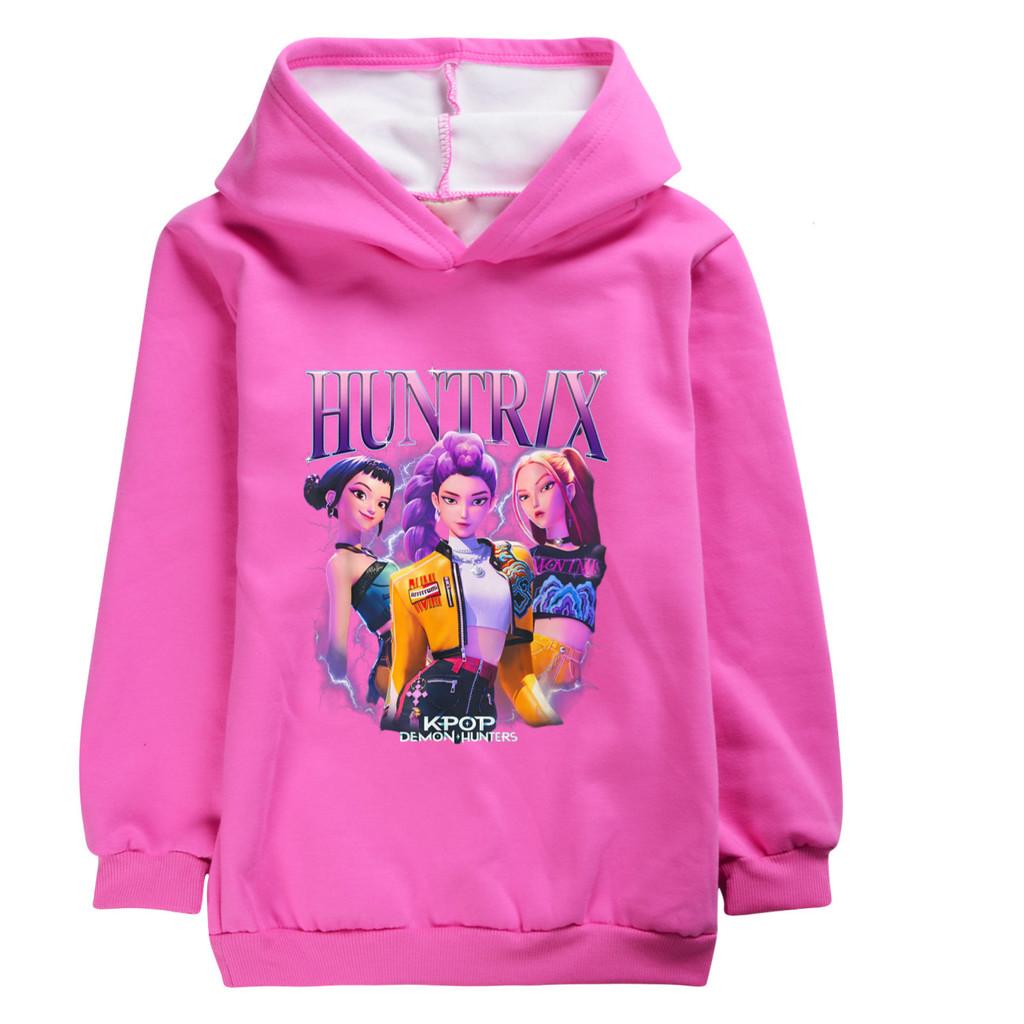 4992 Kids Girls Kpop Rumi Zoey Mira Print Casual Long Sleeves Velvet Warm Outerwear Hoodie Top