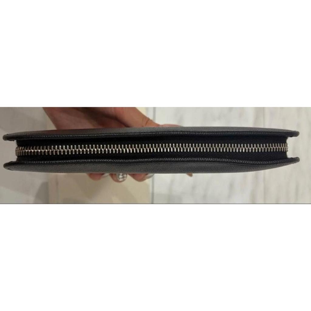 Used SAINT LAURENT Long wallet Round zipper Black Leather