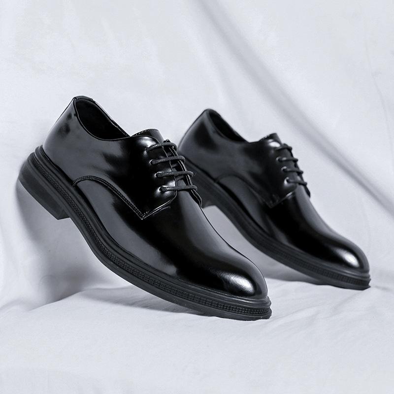 

Кожаные туфли мужские осенние новые деловые мужские кожаные туфли повседневные дышащие мягкие подошвы с мягкой поверхностью британские свадебные туфли 6961-R 38 чёрный