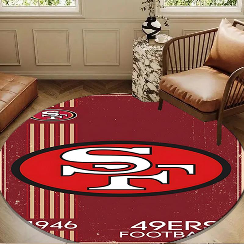 Vintage 49ers Football Round Mat, Anti-slip Circle Carpet Chair Rug For livingroom,Bedroom, Doormat Home Decor Gift Christmas Gifts