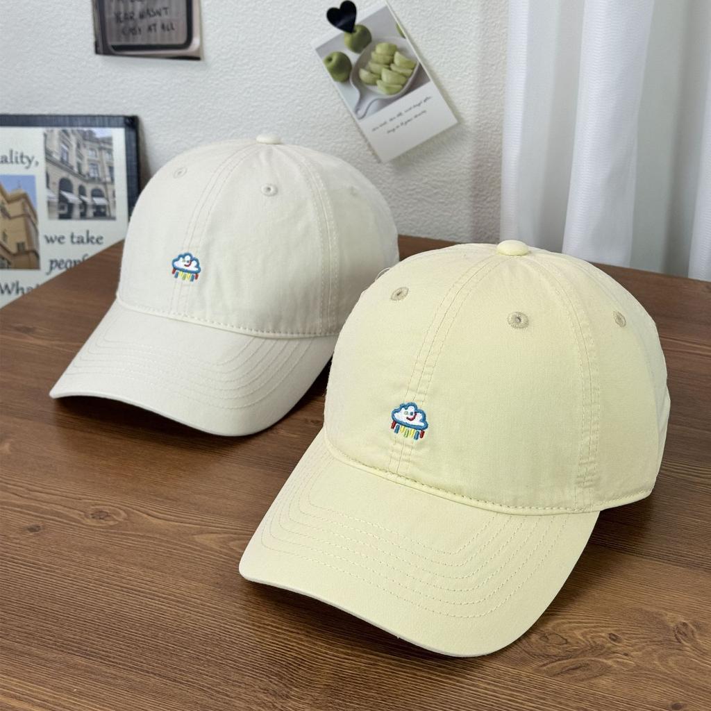 Fashion Hat Spring and Summer Cute Clouds Embroidery Baseball Cap Women's Wide Brim Show Small Face Versatile Cap Big Head Circumference Hat Trend