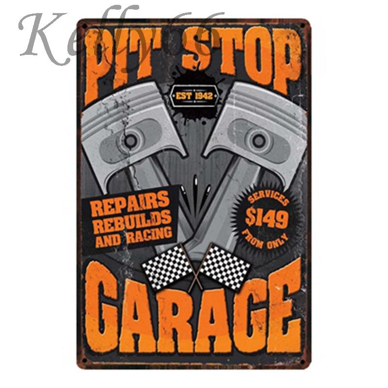

[ Келли66 ] ПИТ-СТОП ГАРАЖ Металлическая вывеска Жестяной плакат Домашний декор Бар Настенная художественная роспись 20 * 30 см Размер y-1598