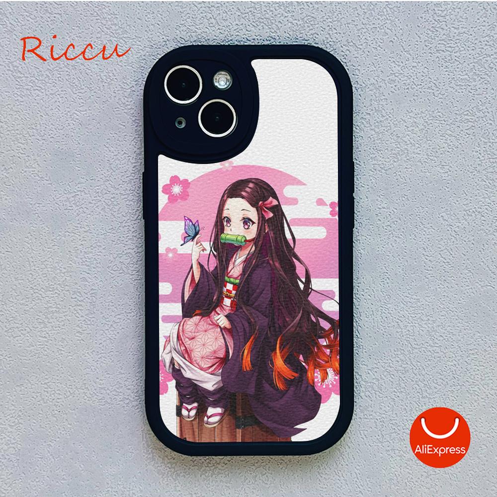 Anime Demon Slayer Kamado Nezuko Pouzdro na telefon pro Iphone 14 13 11 12 Pro MAX 12 MiNi 7 8 plus XS XR Jehněčí kůže Ochranné kryty