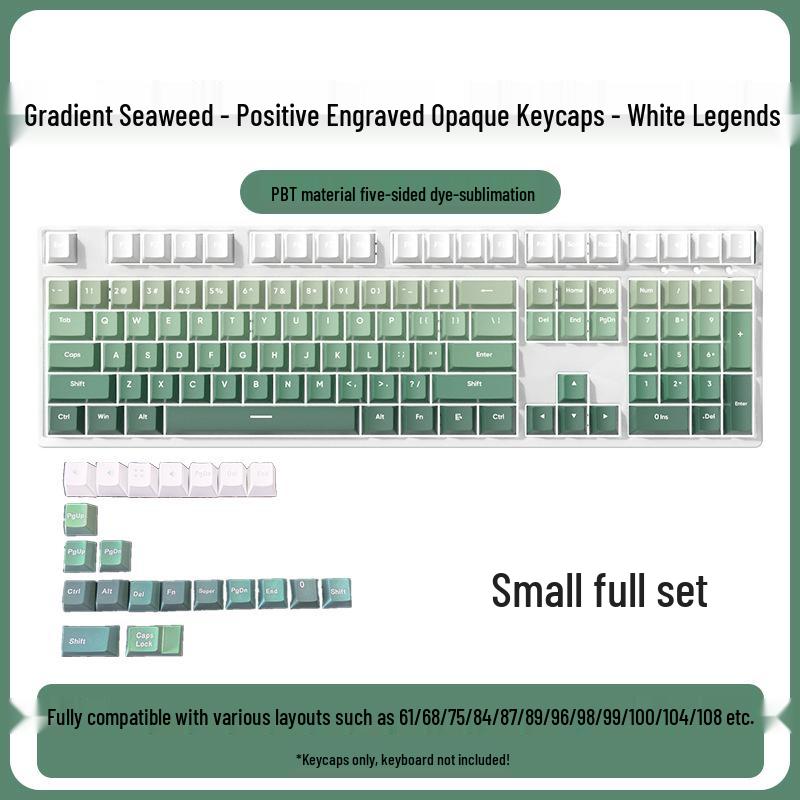 PBT Gradient Color Mechanical Keyboard Keycaps, Personalized Double Shot, Side Printed, Translucent, Five-Sided Dye Sublimation, Full Set