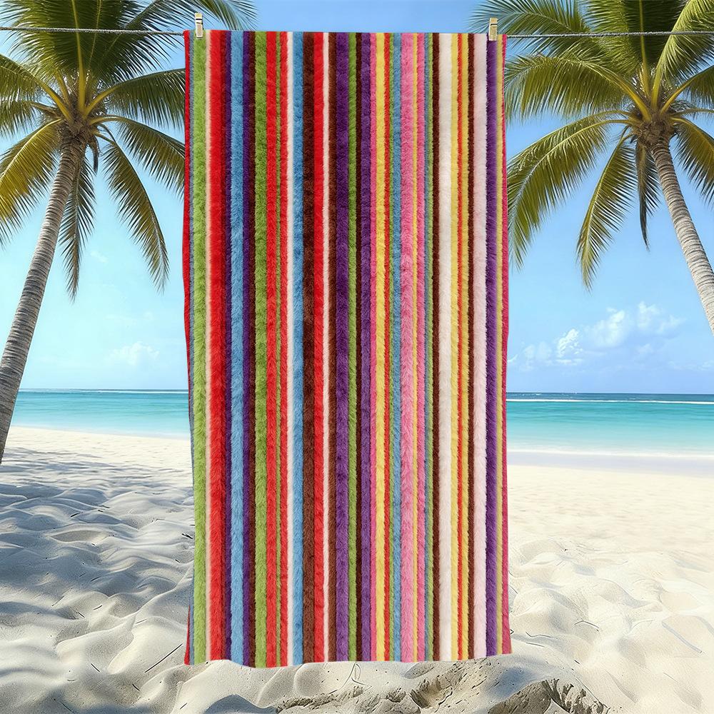 Populaire gestreepte bedrukte strandlaken Sneldrogend Zandvrij Volwassen Zwem Bad Handdoek Microvezel Handdoek