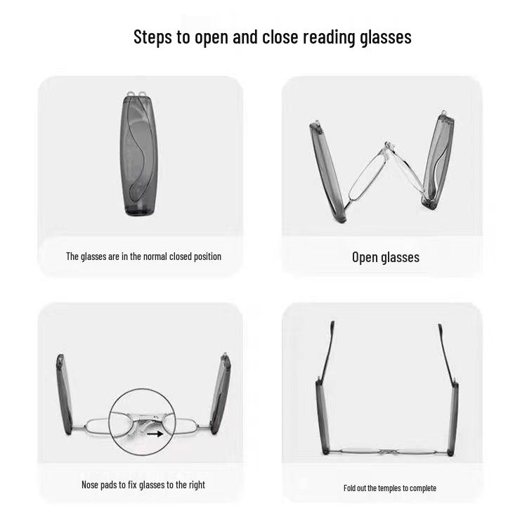 Portable Anti-Blue Light Folding Reading Glasses - Ultra-Light, Fashionable, Unisex, Hang-Neck for Middle-Aged & Elderly