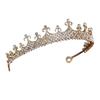 Modieuze Europese en Amerikaanse Waterdiamant Bruid Prinses Kroon Hoofddeksel Goudkleurig Met Diamanten Ingelegd Koninklijke Kroon Haarband Stijl Foto Accessoire