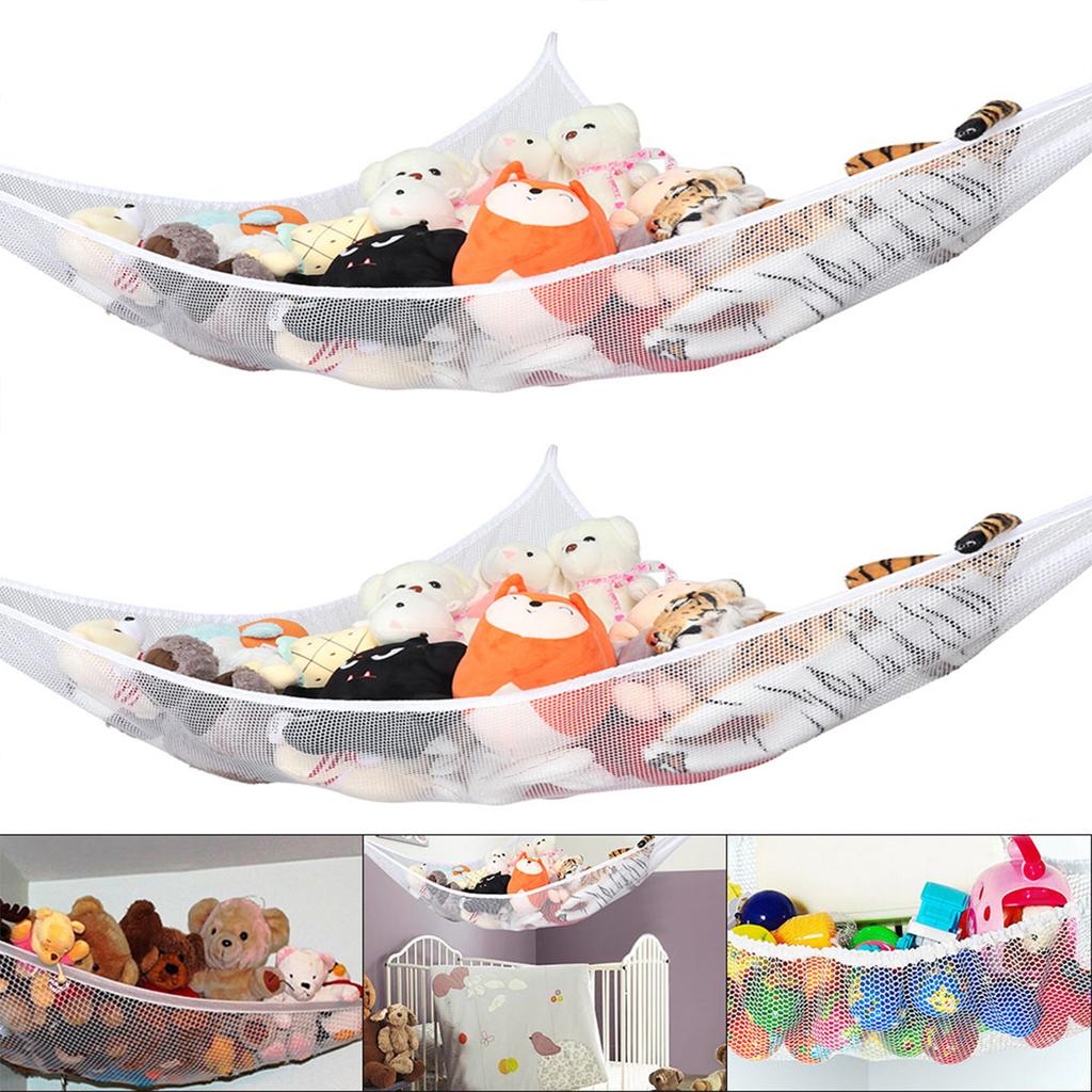 2Pcs Toy Hammock Stuffed Animal Toy Storage Nets Jumbo Wall Sling Corner Mesh Toy Organizer Toy Net Holder with Hooks
