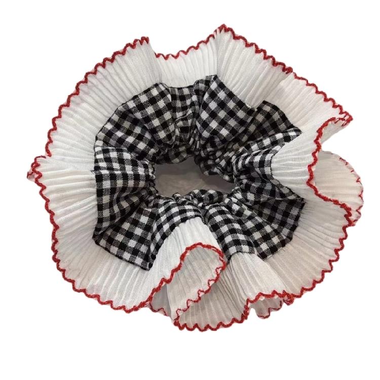 Lace Trim Hair Scrunchies for Women and Girl Aesthetic Hair Elastic Hair Tie Oversized Hair Circle for Everyday Wear