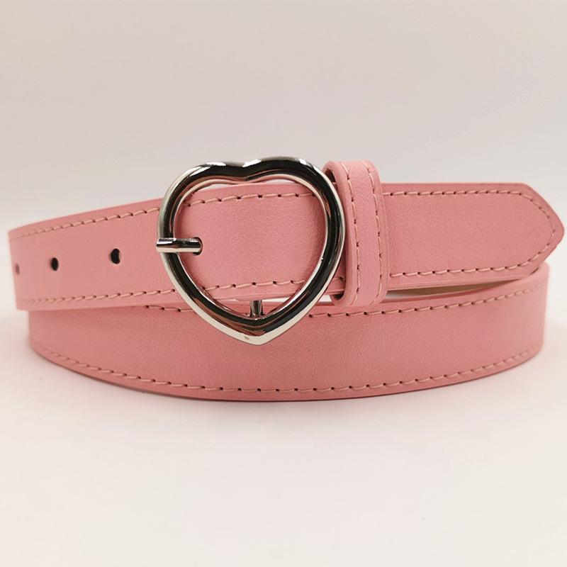 Simple New Love Alloy Pin Buckle Women's Belt Glossy Versatile Clothing Decoration PU Belt