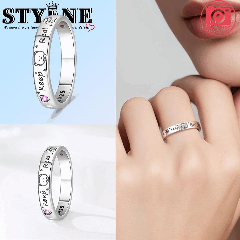 

copper Authentic Bear Star Shape Simple Circle Print Ring Womens Anniversary Gift Engagement Rings for Women Mens Jewellery 8