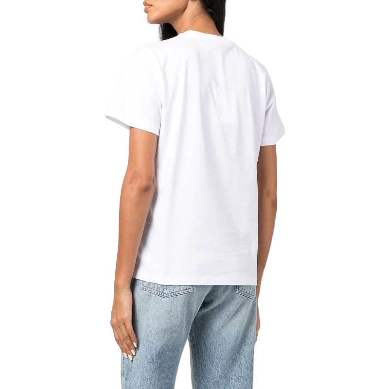 Ganni University Of Love Logo Print Cotton Crew Neck Short Sleeve T-Shirt Women tops White T3264-151