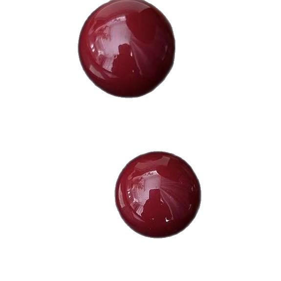 Boucles d'oreilles Clous Boule Ronde Cerise - Design Simple, Tendance, Polyvalent avec une Touche Rétro et Luxueuse