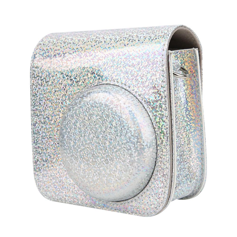 Sparkling Color Vintage PU Lther Camera Portable Bag Case  ive Pouch Cover with Shoulder Strap For     8/ 8+/ 9(Sparkling Pink )