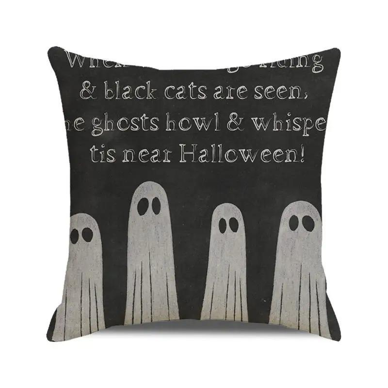 Halloween Decorative Cushion Cover Pumpkin Bat Wizard Ghost Pillowcase Suitable for Home Living Room Sofa Room Decoration