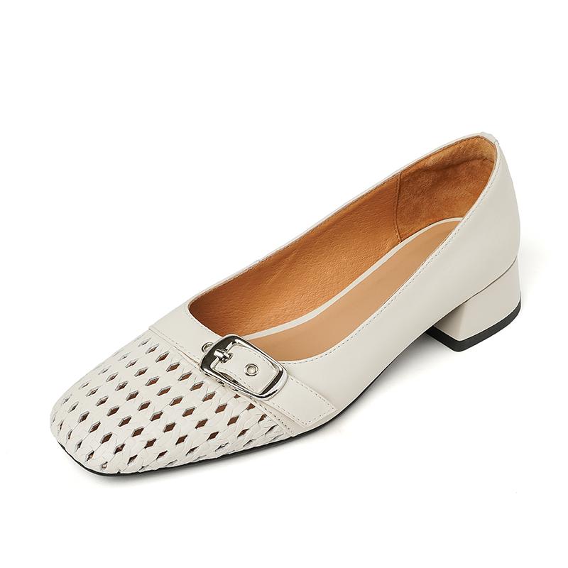 

Fashion 2025 New Summer Casual Shoes for Woman Mid Heel Soft Bottom Casual Shoes Breathable Mesh Pumps Woman Fashion Hollow Out Shoes 40 белый