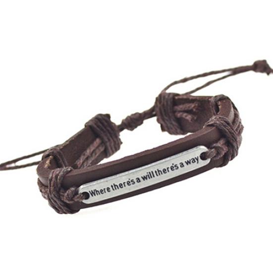 Herren Damen Punk Buchstaben Kunstleder Armreif Hanfseil Armband Armband