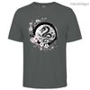 Mens Cotton Long Graphic Chinese Dragon T Shirt Street Casual Style Tee for Men and Women