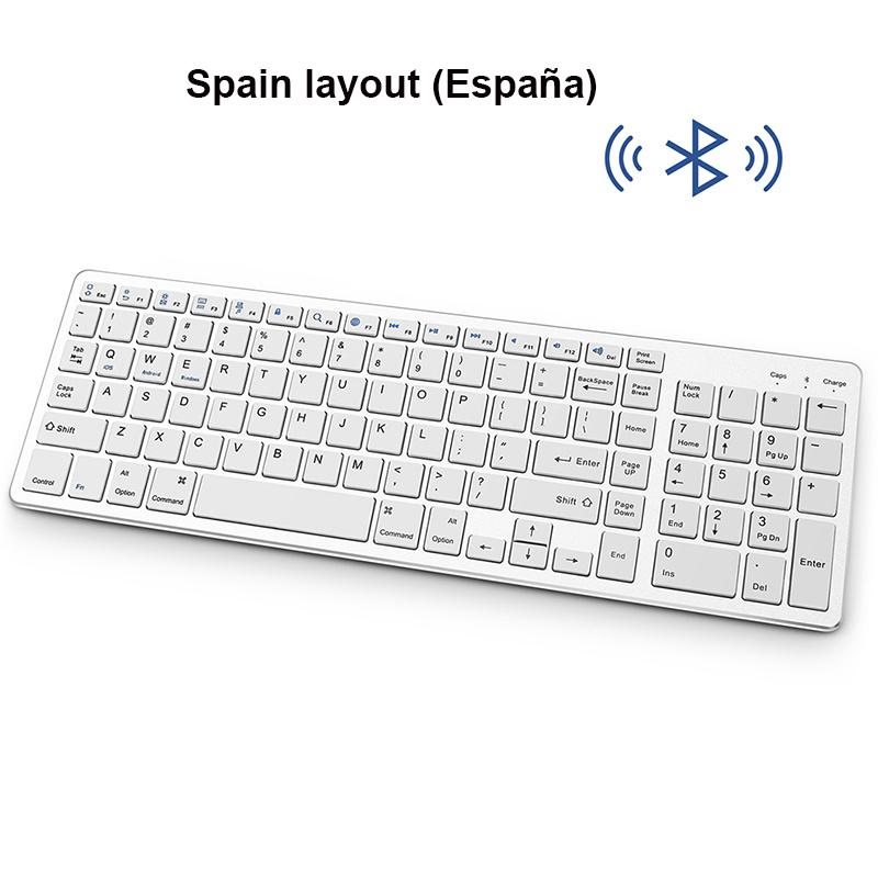Russland/Spanien Schlanke Drahtlose Bluetooth-Tastatur für Tablet Laptop Smartphone iPad Wiederaufladbare Drahtlose Tastatur mit Ziffernschlüssel