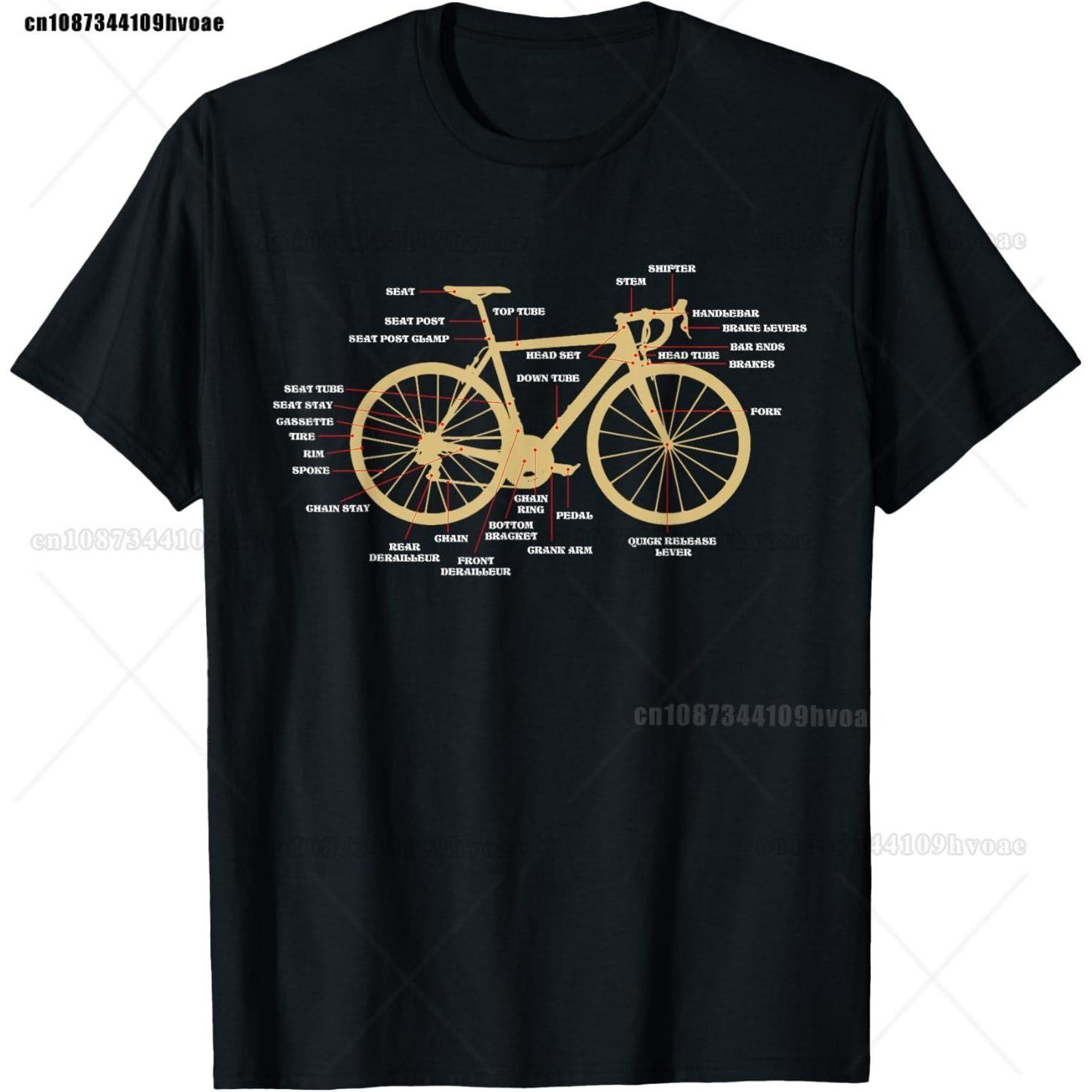 Bicycle Cycling Anatomy Road Bike Parts Biking Cyclist TShirt S чёрный