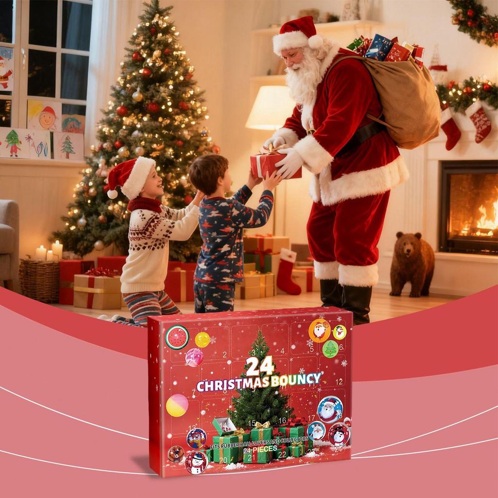 Christmas Bouncy Balls Advent 2025 24 Days Bouncy Ball Toys Interactive Countdown Calendar For Stress Relief Boys Girls Home