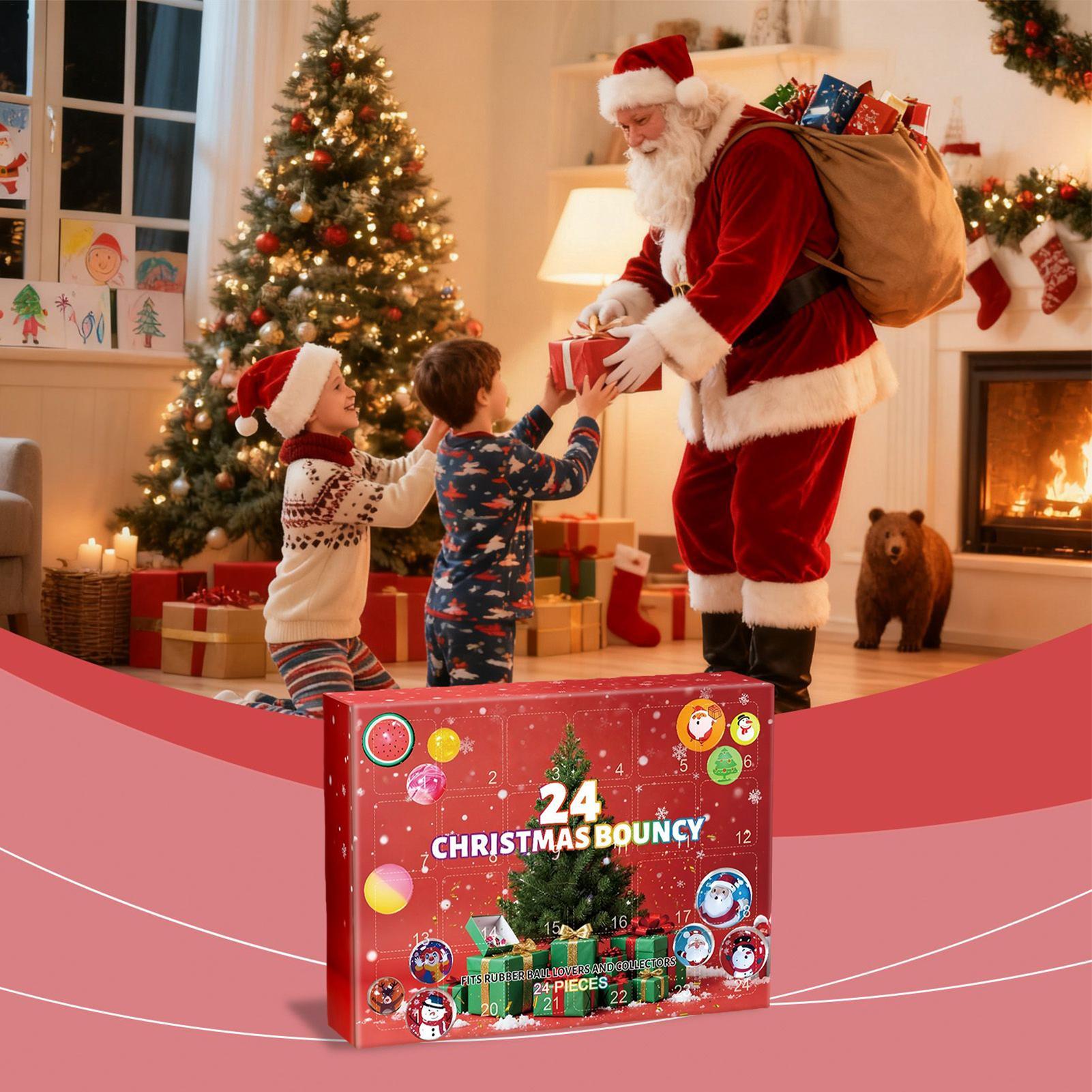 

Bouncy Balls Christmas Advent 2026 24 Days Ball Toys Holiday Countdown Calendar For Stress Relief Boys Girls Home Festival 21x16x5cm