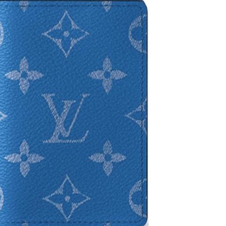 Louis Vuitton Pocket Organizer Monogram Flap Closure Leather Wallet Men Wallet Blue M83095