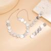 Fashion Metal Geometric Round Piece Splicing Necklace Women'S, Cold Wind Sequins Tassel Long Earrings