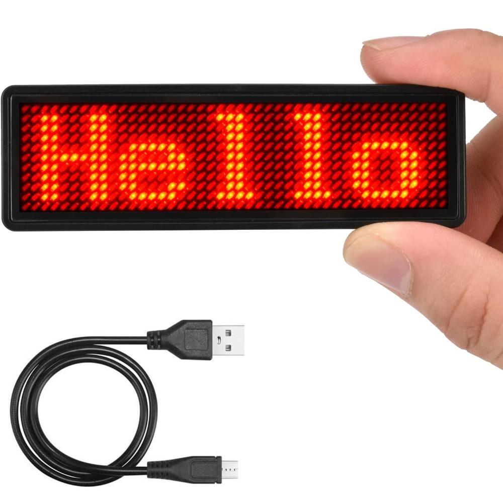 Mini Digital ID Badge Wireless Bluetooth Digital LED Badge for Conference Event Staff красный