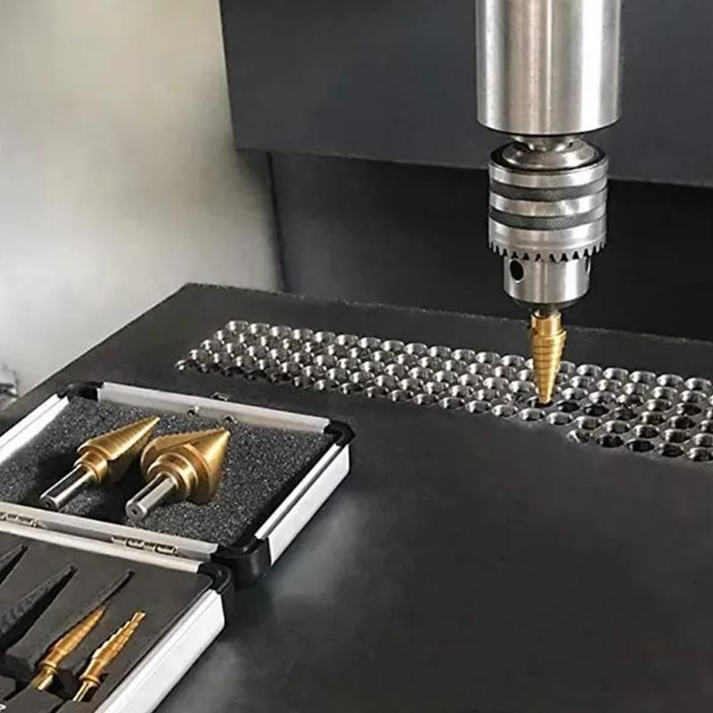 

5/6 Pcs HSS Step Drill Bit Set Metal Step Cone Drill Bit Aluminum Case Metal Drilling Tool for Metal Wood Step Cone Drill Bit