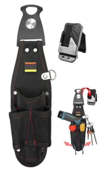 

AQUILIVE Tool Pouch, Nail Pouch, Pen-Type Cordless Screwdriver Holder, Power Drill Tool Holder, Tool Drop Prevention, Reduces Back Strain, Detachable