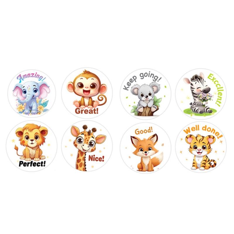 100-500Pcs Round Animal Cartoon Stickers For Envelope Encourage Scrapbook Reward Student Label Decals Office Stationery Sticker
