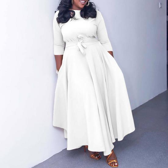 2023 New Fashion Lace Up Large Women's Long Dress