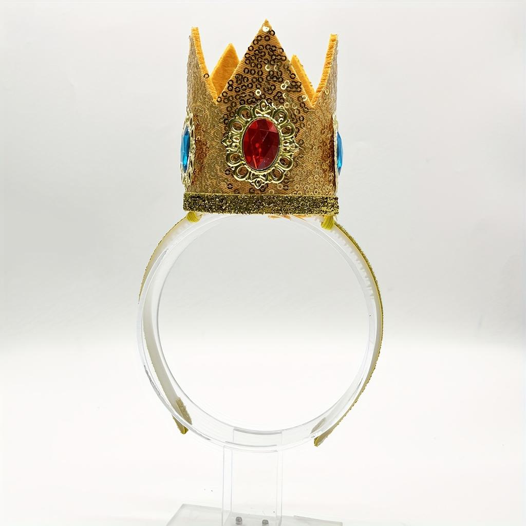 Elegant Glitter Golden Crown Headband, Birthday Halloween Cosplay King Queen Photo Prop, Party Funny Supply, Stage Performance Accessory