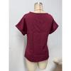 Pullover Shirt Sommer Damen Oberteile O-Ausschnitt Reißverschluss Patchwork Knopf Falsche Taschen Dekoration Oberteile Einfarbig Kurzarm Damenbekleidung