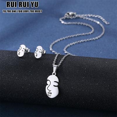 RUI RUI YU gepersonaliseerde abstracte gezicht ketting mode roestvrij staal overdreven man vrouw paar sieraden cadeau