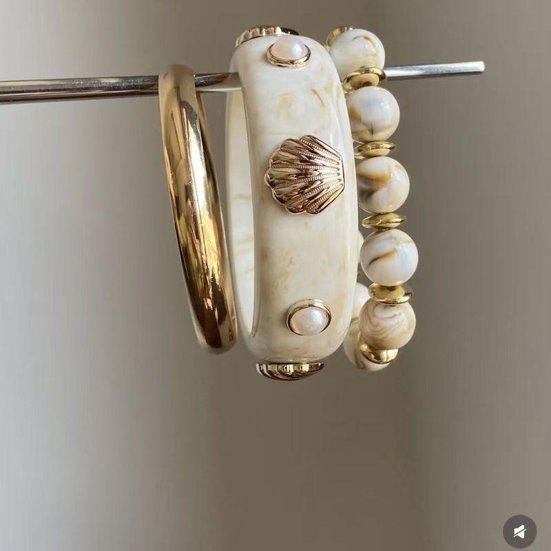 

Fashion Shell Resin Bracelet Beaded Marble Pattern Suit Bracelet Retro Twin Vintage Fashion Default